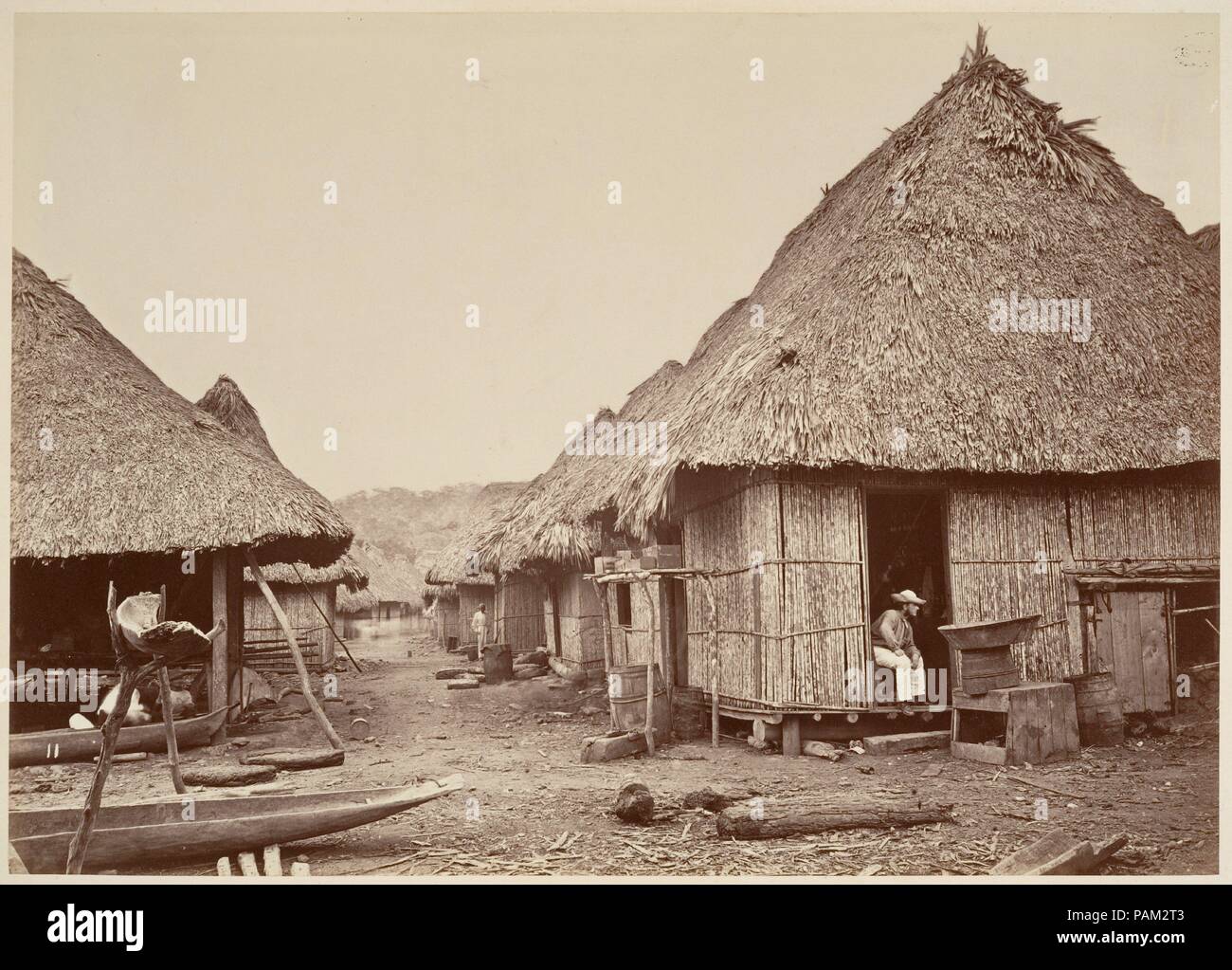 Tropische Landschaft, Straße, Chipigana. Artist: John Moran (Amerikanische (England), Bolton, Lancashire 1821-1903 Pennsylvania). Abmessungen: Bild: 20,3 x 27,9 cm (8 x 11 in.) Mount: 40,6 x 50,8 cm (16 x 20 in.). Datum: 1871. Museum: Metropolitan Museum of Art, New York, USA. Stockfoto