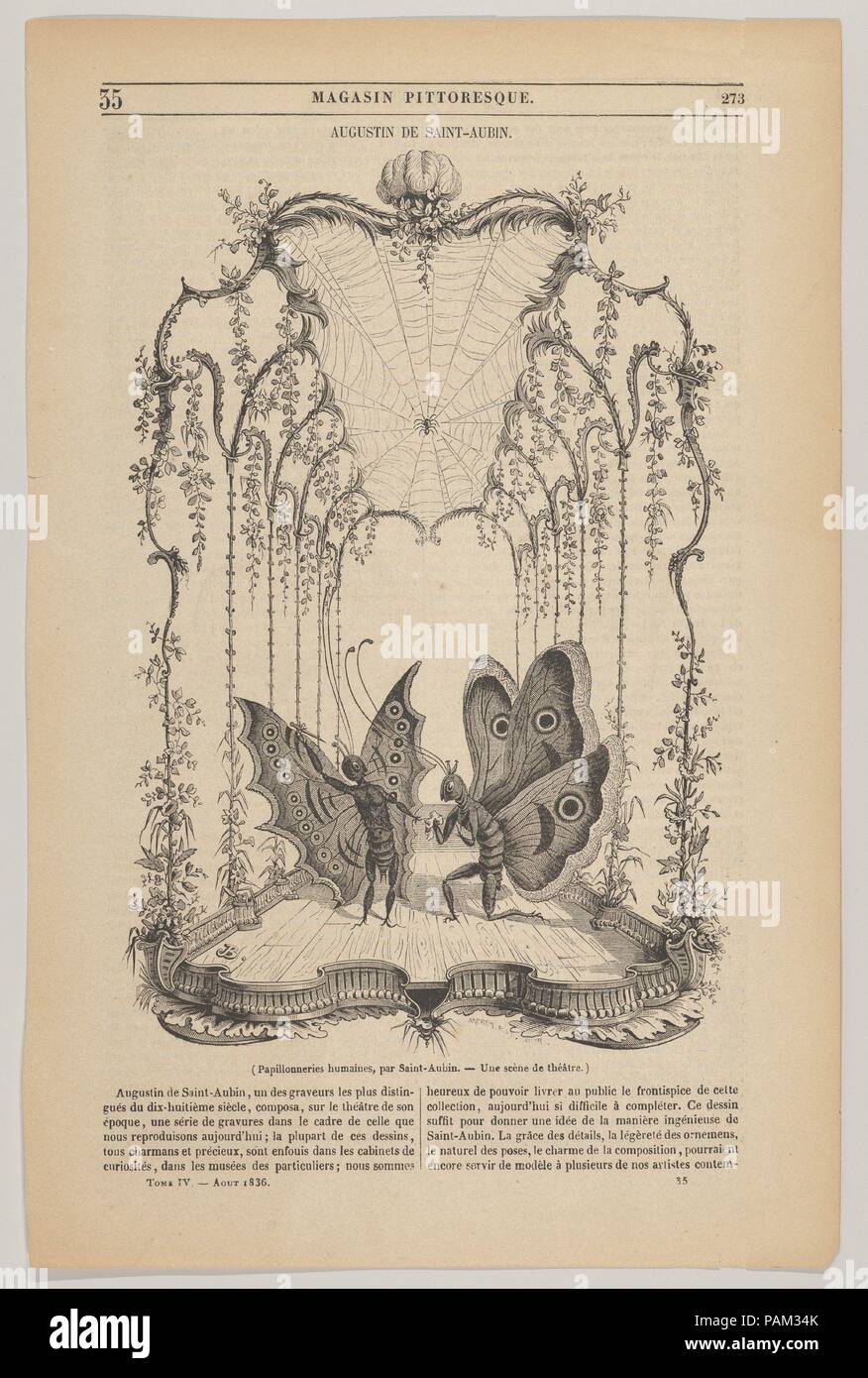 Papillonneries humains, Illustration aus dem Magasin Pittoresque. Artist: Nach Augustin de Saint-Aubin (Französisch, Paris 1736-1807 Paris). Maße: Blatt: 11 11/16 x 7 5/8 in. (29,7 × 19,4 cm). Datum: August 1836 veröffentlicht. Museum: Metropolitan Museum of Art, New York, USA. Stockfoto