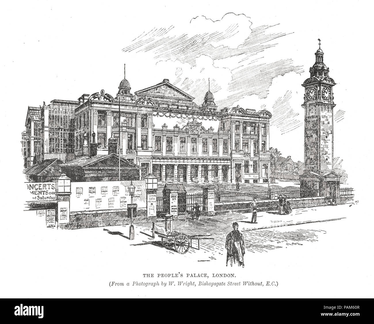 Die People's Palace, Mile End Road, London, England, 19. Jahrhundert Ansicht der alten Palast des Volkes Stockfoto