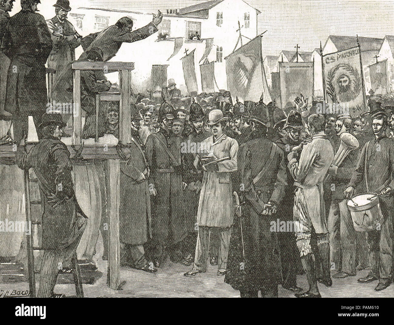 Royal Irish Constabulary zum Schutz einer Regierung Reporter, an einem Plan der Kampagne, Irland, 1886 Stockfoto