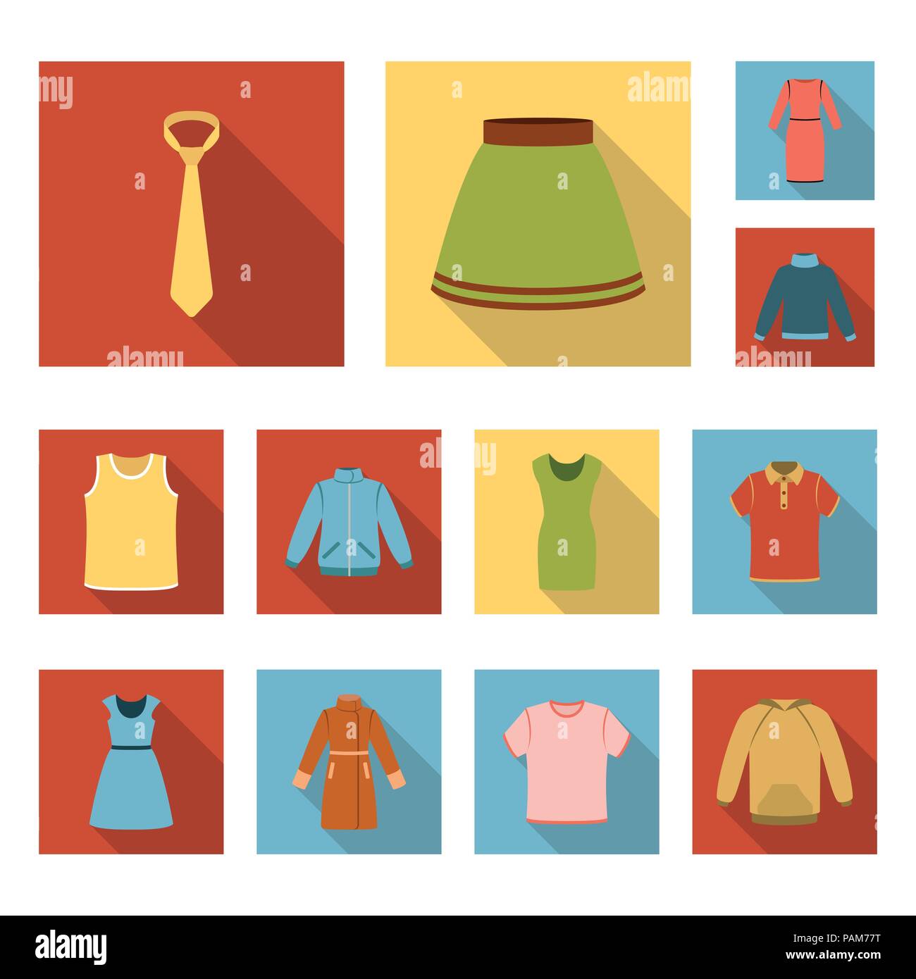 Verschiedene Arten von Kleidung flachbild Symbole im Set Sammlung für  Design. Kleidung und Stil vektor Symbol lieferbar Abbildung  Stock-Vektorgrafik - Alamy