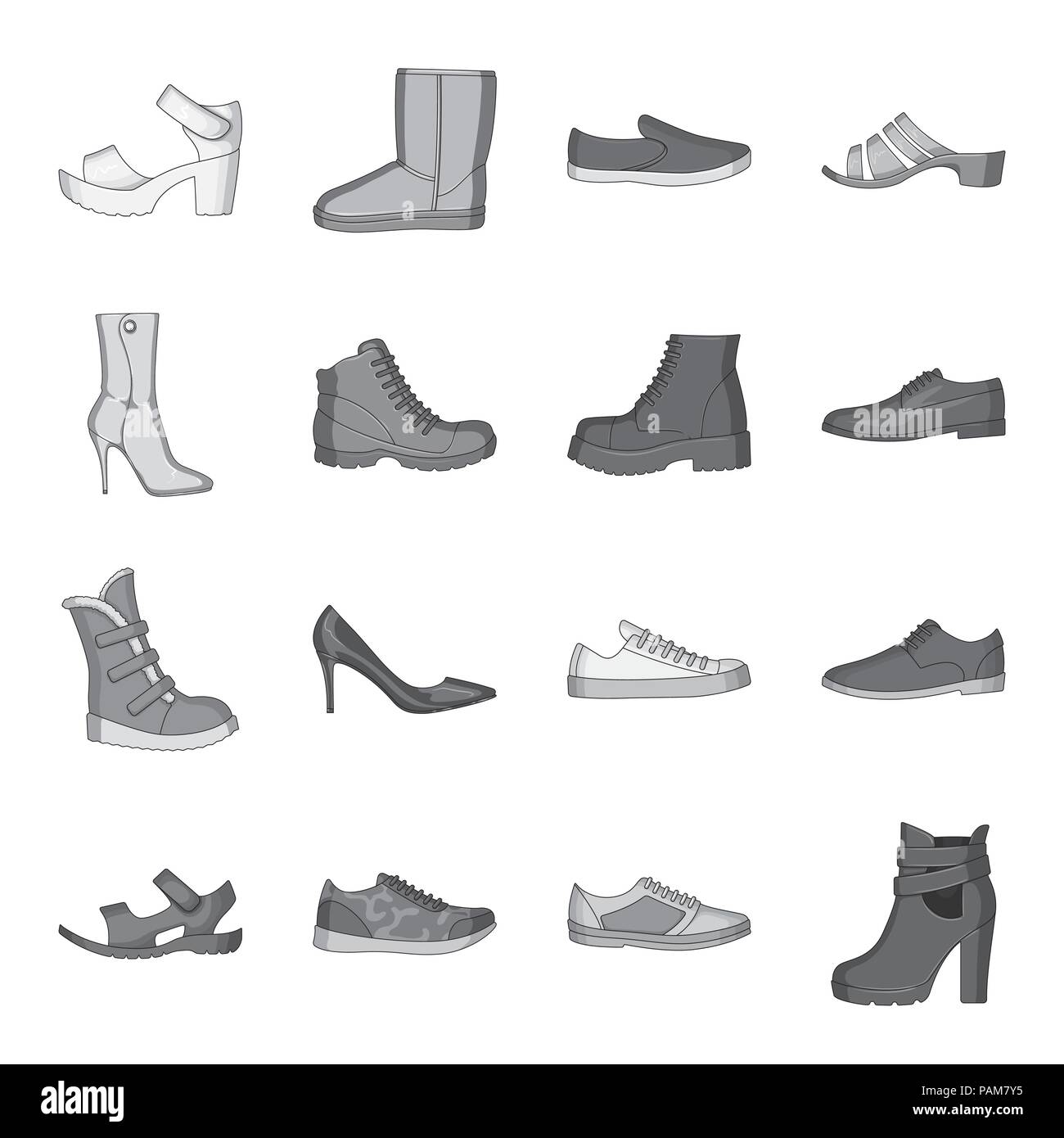 Boot, Stiefel, Sammlung, Design, verschiedene, Stoff, Herstellung, weiblich, Ferse, Icon, Illustration, isoliert, Art, Leder, Kunstleder, Logo, männlich, Material, Mokassins, Modell, monochrom, laufsohle, Sandalen, Set, Schuh, schuhe, sneakers, Seezunge, Stil, Symbol, Textilien, Vektor-, Web-, Vektor, Vektoren, Stock Vektor