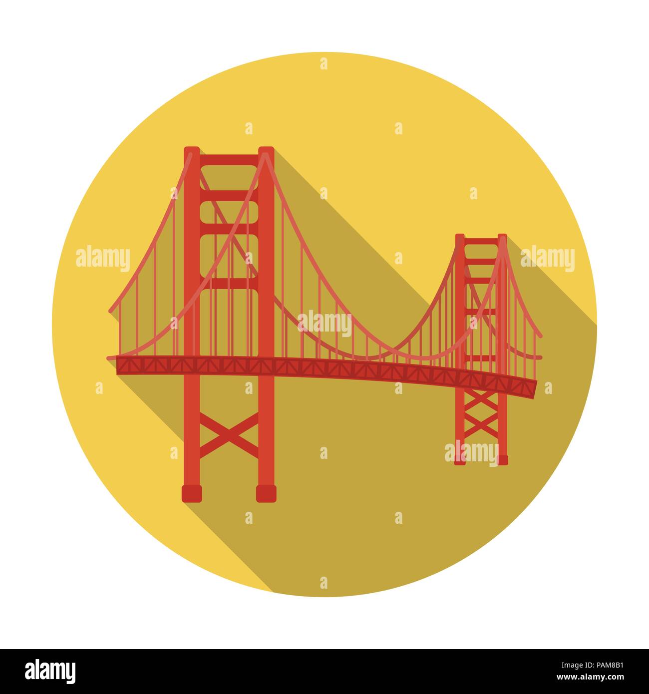 Golden Gate Bridge Symbol im flachen Stil auf weißem Hintergrund. USA Land symbol Vektor Illustration. Stock Vektor