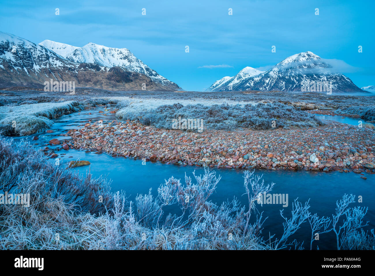 Die Buachaille Etive Mor am Glen Etive, Argyll, Highlands, Schottland, Großbritannien, Europa. Stockfoto