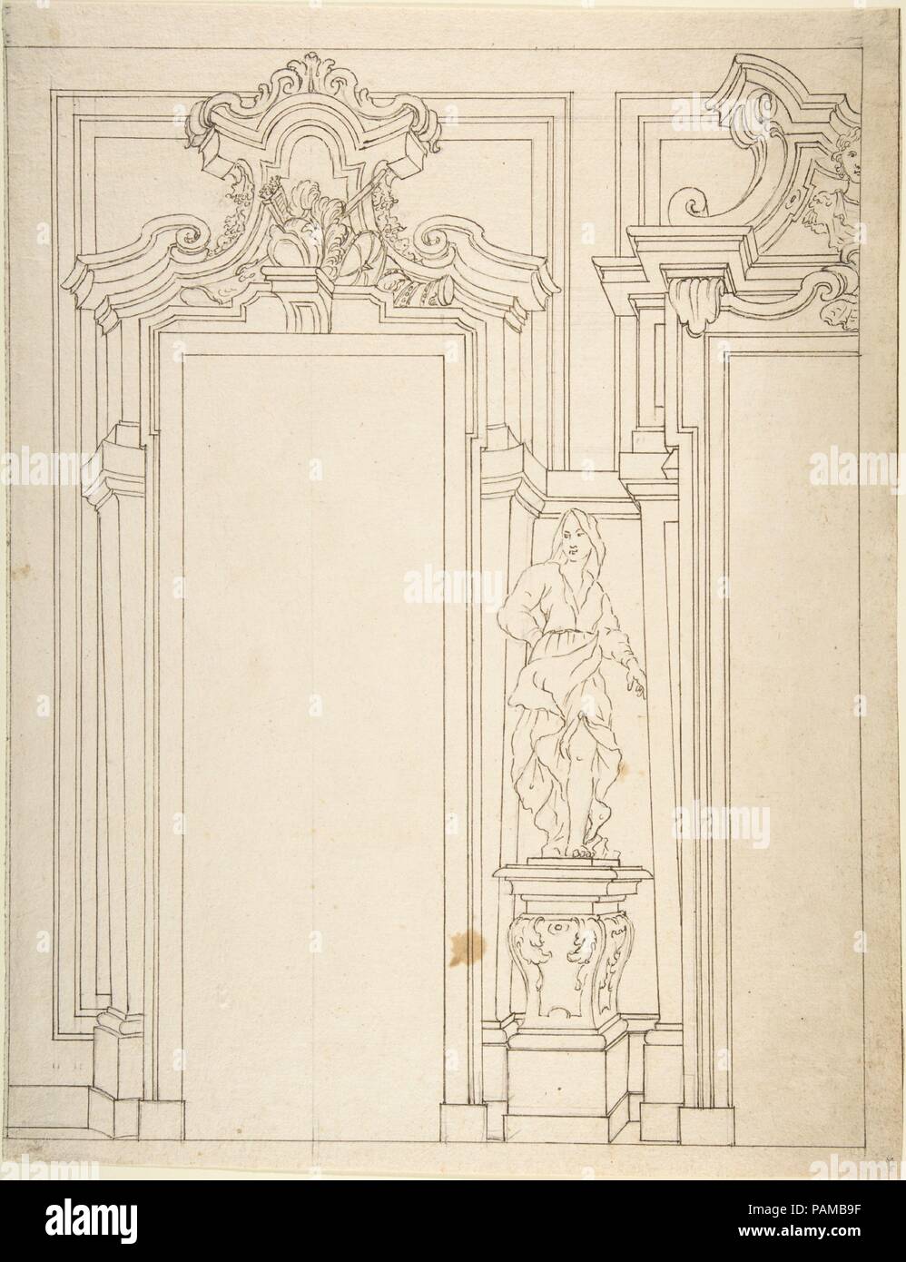 Design für die Erhöhung von einer Wand Interieur. Artist: Anonyme, Italienisch, Piemont, 18. Abmessungen: 14 7/16 x 11 1/8 in. (36,7 x 28,3 cm). Datum: 1700-1780. Museum: Metropolitan Museum of Art, New York, USA. Stockfoto