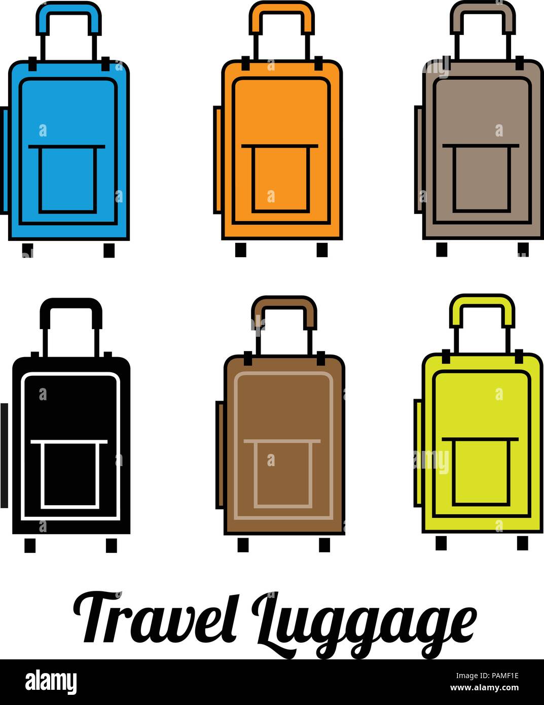 Einfache Reisegepäck Farbe, Reisetasche Symbol logo Konzept Stock Vektor
