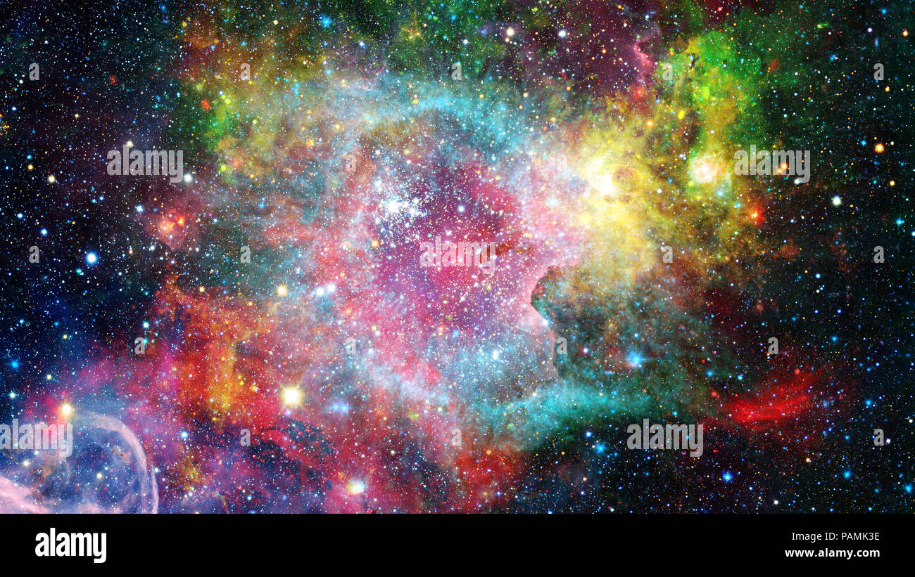 Bunte Nebel, Galaxien und Sterne im Weltraum. Elemente dieses Bild von ...
