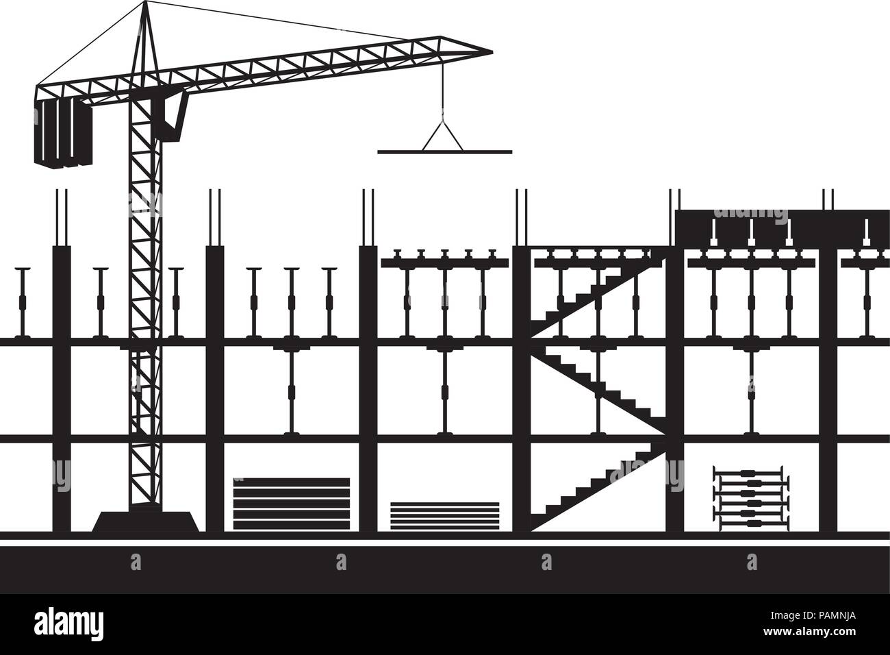 Konstruktion von Gerüsten für betonplatte - Vector Illustration Stock Vektor