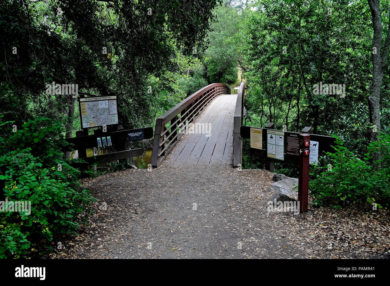 Fuß Brücke über Alameda Creek, Sunol Regional Wilderness, Kalifornien, Stockfoto