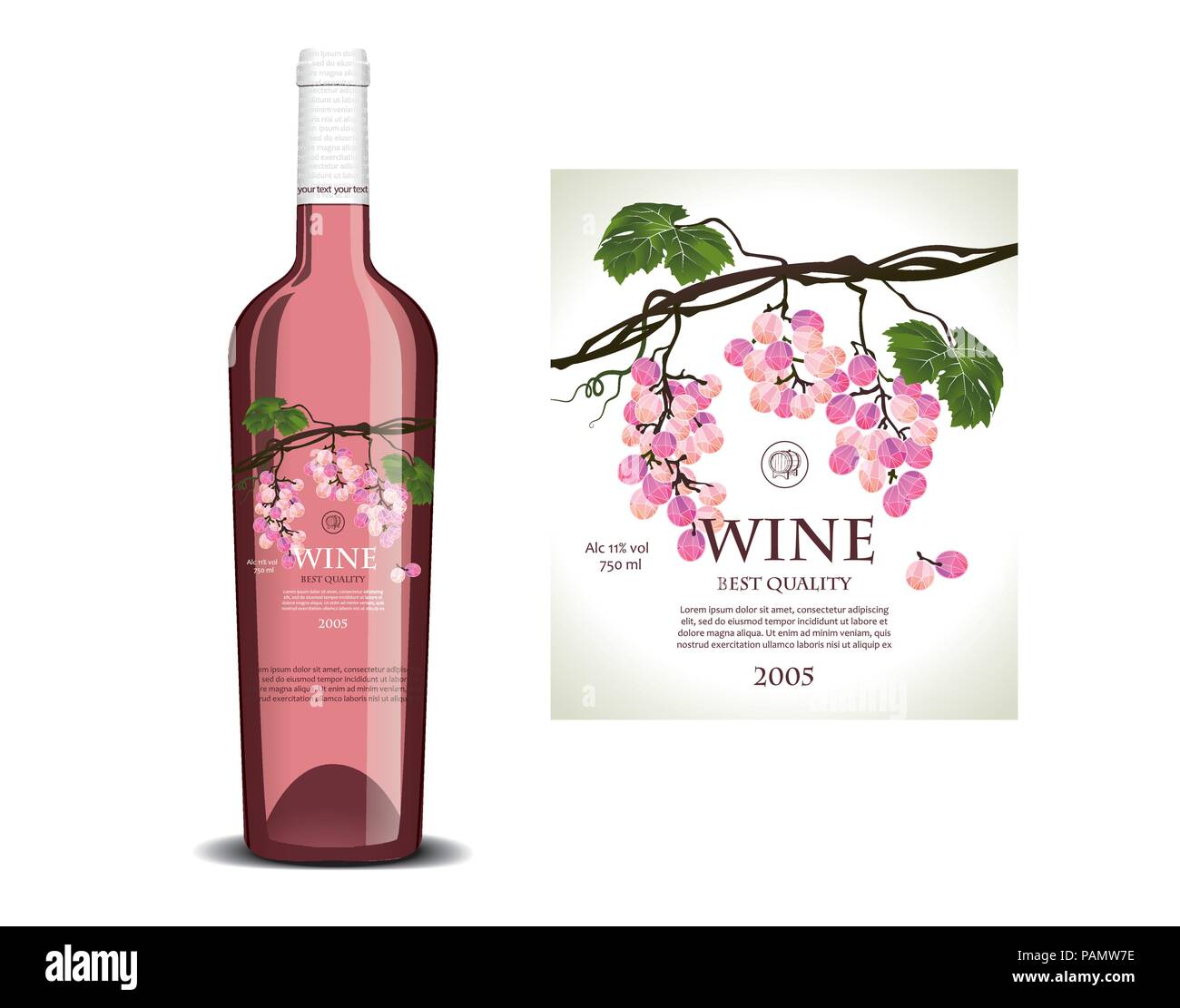 Konzeptionelle transparentes Etikett für Rose Wein Stock-Vektorgrafik -  Alamy