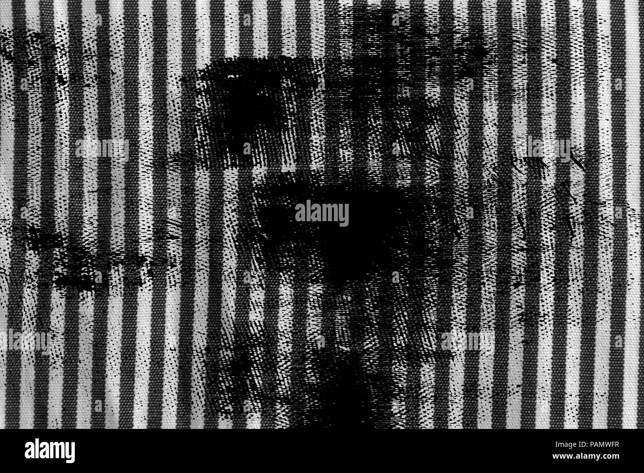 Grunge dirty Schwarze und Weiße Nahaufnahme des abisolierten Stoff Textur. Stockfoto