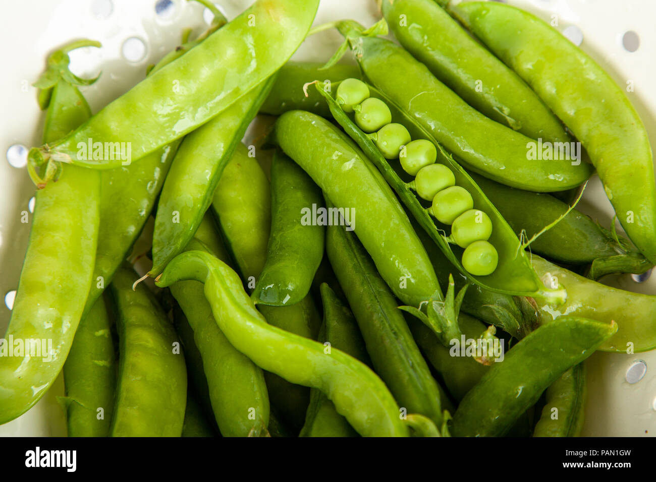 Frische grüne Erbsen pods closeup Foto Stockfoto