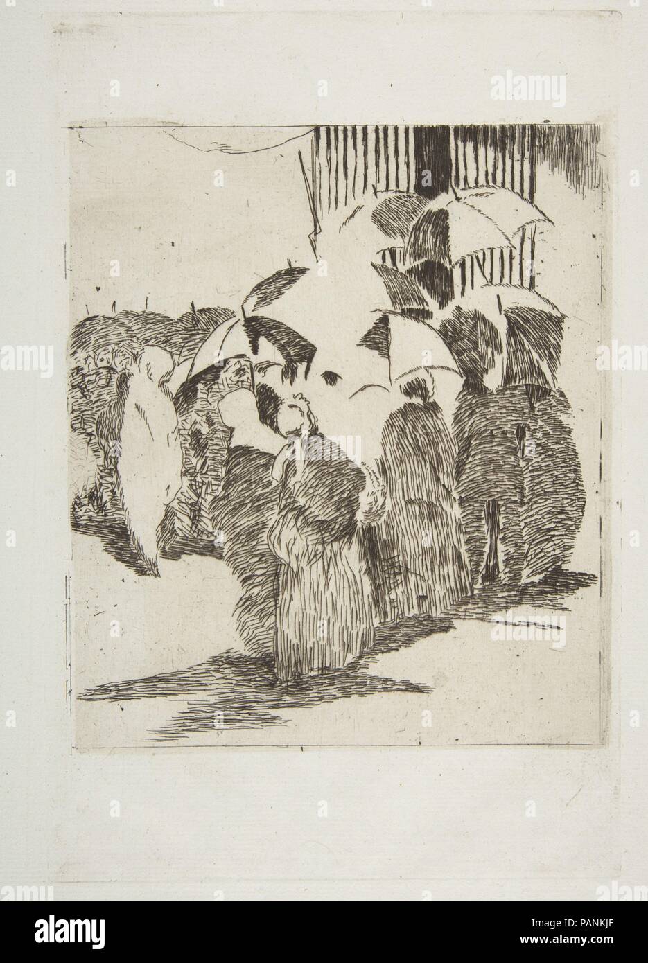 Zeile vor der Metzgerei. Artist: Édouard Manet (Französisch, Paris 1832-1883 Paris). Abmessungen: Platte: 9 1/4 x 6 1/8 in. (23,5 x 15,6 cm) Blatt: 14 1/2 x 9 1/2 in. (36,8 x 24,1 cm). Serie/Portfolio: strölin Edition, 1905. Datum: 1870-71. Museum: Metropolitan Museum of Art, New York, USA. Stockfoto
