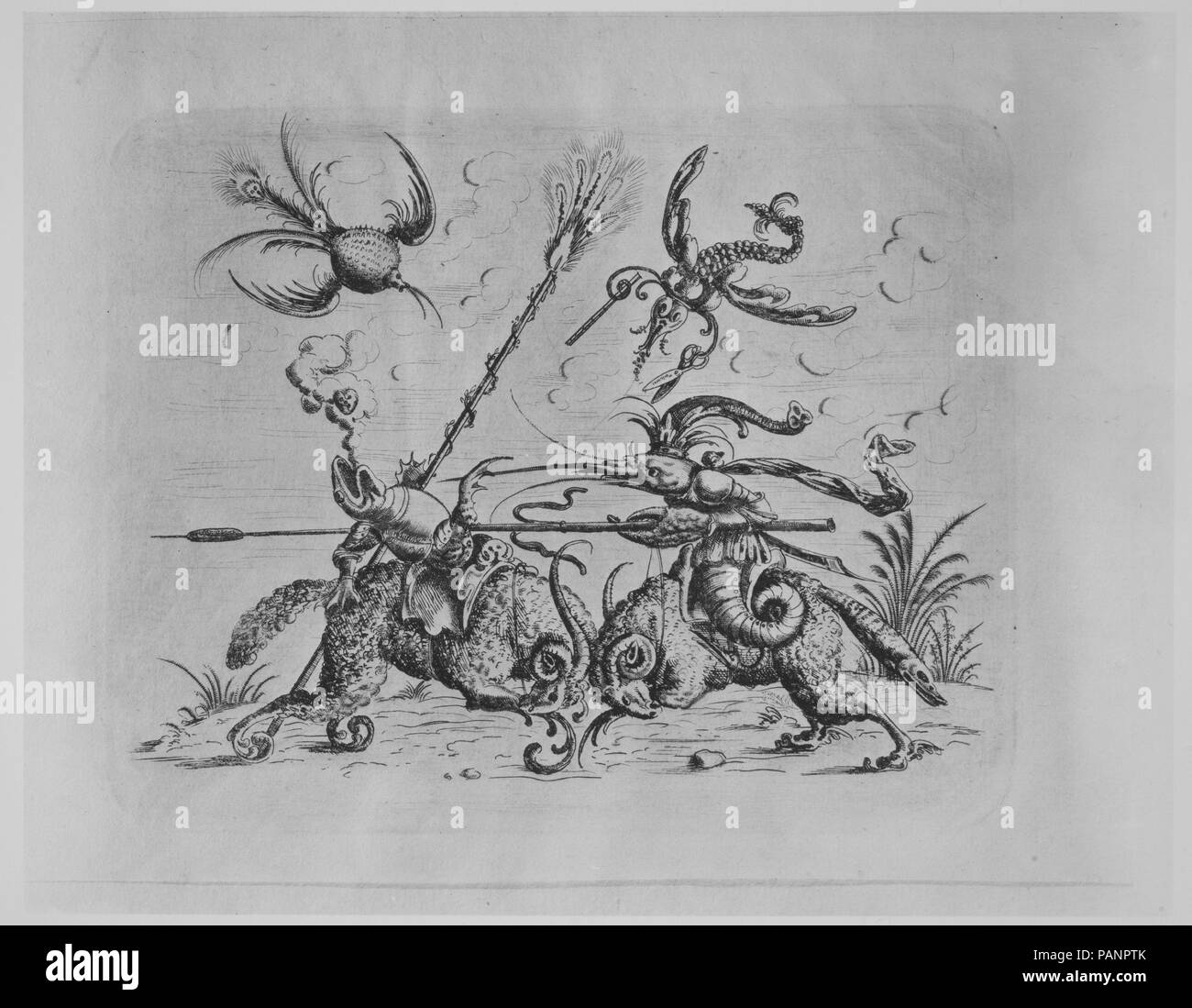 Neuw: Grotteßken Buch. Künstler: Christoph Jamnitzer (Deutsch, 1563-1618). Abmessungen: 10 1/4 x 13 9/16 x 1 1/16-in. (26 x 34,5 x 2,7 cm). Erschienen in: Nürnberg. Herausgeber: Herausgegeben von Christoph Jamnitzer (Deutsch, 1563-1618). Datum: 1610. Museum: Metropolitan Museum of Art, New York, USA. Stockfoto