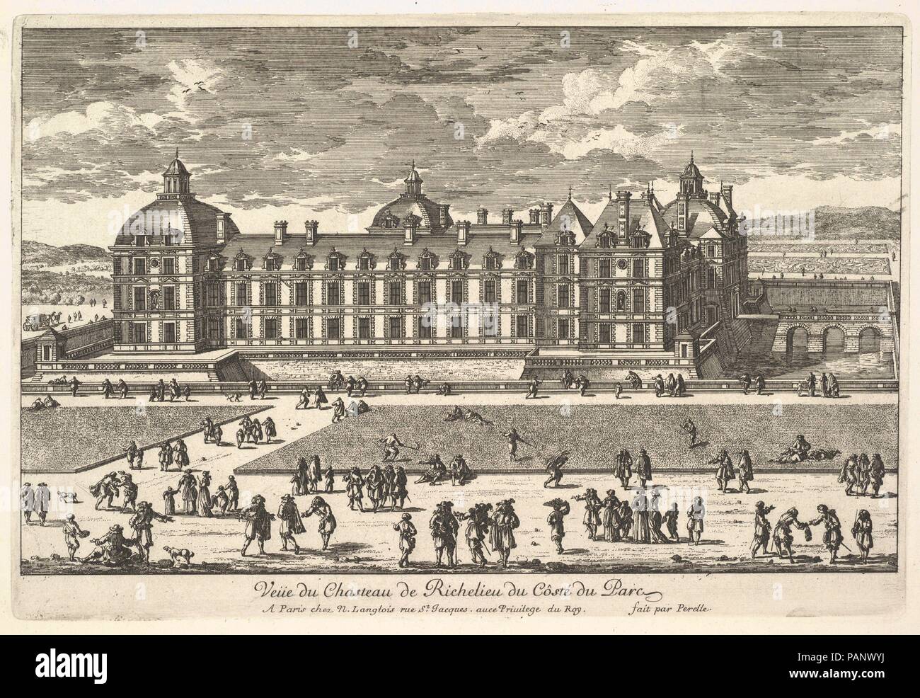 Veüe du Château de Richelieu Du côté du Parc. Artist: Adam Perelle (Französisch, Paris 1640-1695 Paris). Maße: Blatt: 11 x 14 1/16-in. (27,9 x 35,7 cm) Platte: 7 1/4 x 10 11/16 in. (18,4 x 27,2 cm). Datum: 17. Museum: Metropolitan Museum of Art, New York, USA. Stockfoto