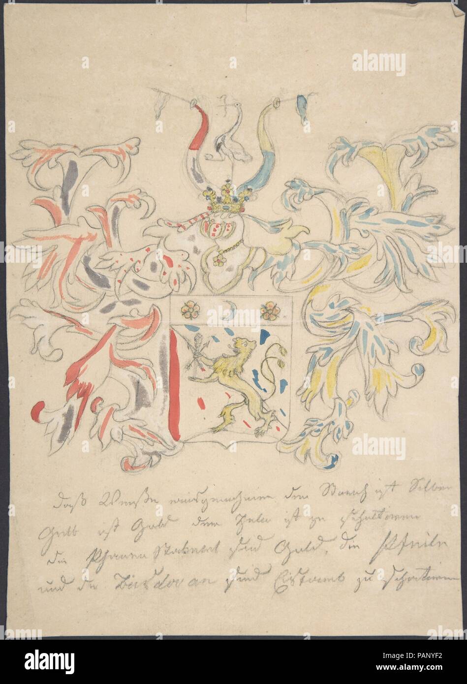 Design für Wappen. Artist: Anonym, 18. Maße: Blatt: 10 3/16 x 7 5/16 in. (25,9 x 18,6 cm). Datum: 18. Museum: Metropolitan Museum of Art, New York, USA. Stockfoto