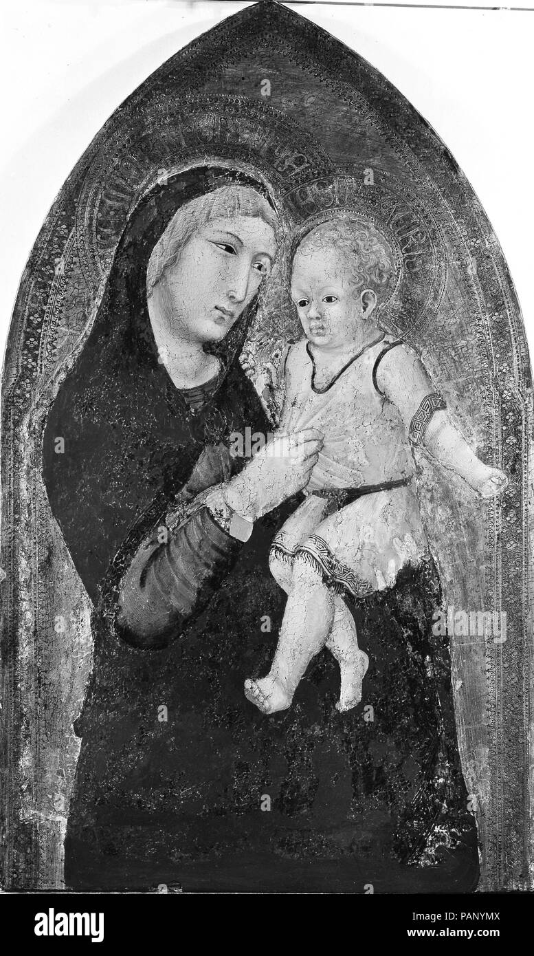 Madonna und Kind. Artist: Ambrogio Lorenzetti (Italienisch, Siena, aktive 1319-47). Abmessungen: gewölbter Deckel, 37 x 22 cm. (94 x 56,2 cm). Museum: Metropolitan Museum of Art, New York, USA. Stockfoto