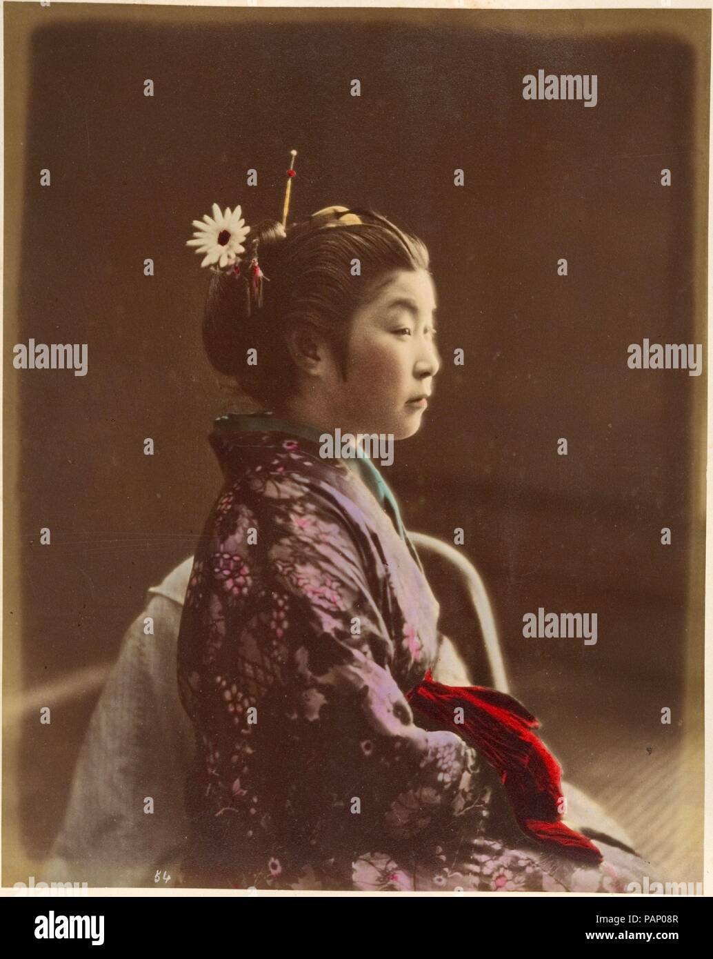 Tea House Kellnerin. Artist: Suzuki Shin'ichi (Japanisch, 1835-1919). Abmessungen: 25,1 x 20,2 cm (9 7/8 x 7 15/16 in.). Datum: 1870. Museum: Metropolitan Museum of Art, New York, USA. Stockfoto