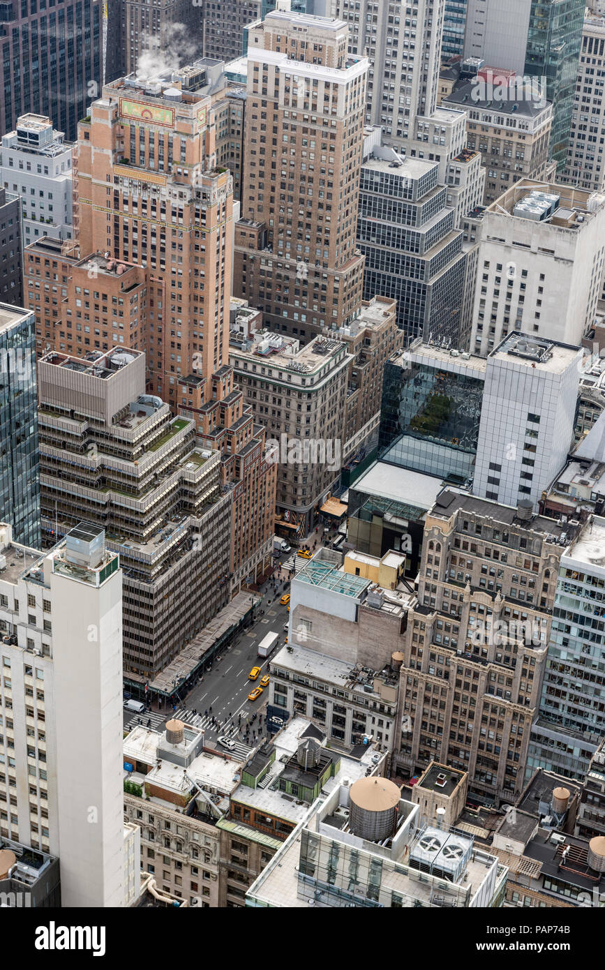 USA, New York City, Manhattan, Blick von der Spitze des Felsens Aussichtsplattform Stockfoto