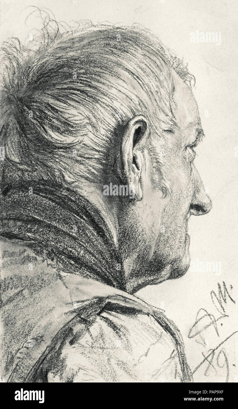 Menzel Adolph von-alten Mann mit Kopf weg gedreht Stockfoto