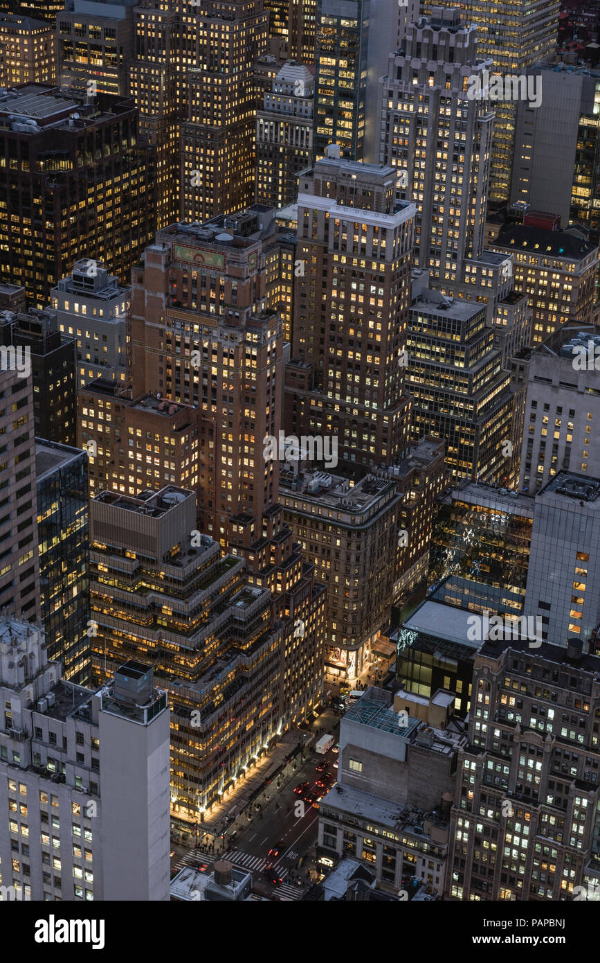 USA, New York City, Manhattan, Blick von der Spitze des Felsens Aussichtsplattform Stockfoto