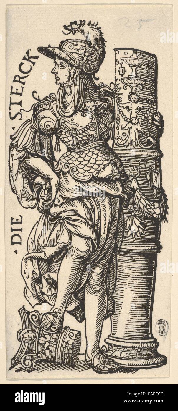Stärke (Sterben Sterck), von der die sieben Tugenden. Künstler: Hans Burgkmair (Deutsch, Augsburg 1473-1531 Augsburg). Maße: Blatt: 6 11/16 x 3 in. (17 × 7,6 cm). Serie/Portfolio: Die sieben Tugenden. Museum: Metropolitan Museum of Art, New York, USA. Stockfoto