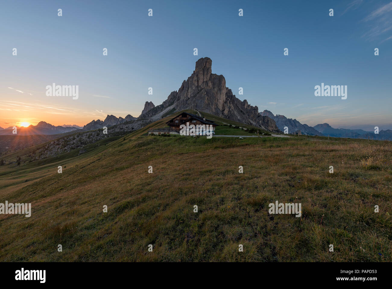 Italy, Alps, Dolomites, Passo di Giau at sunrise Stockfoto