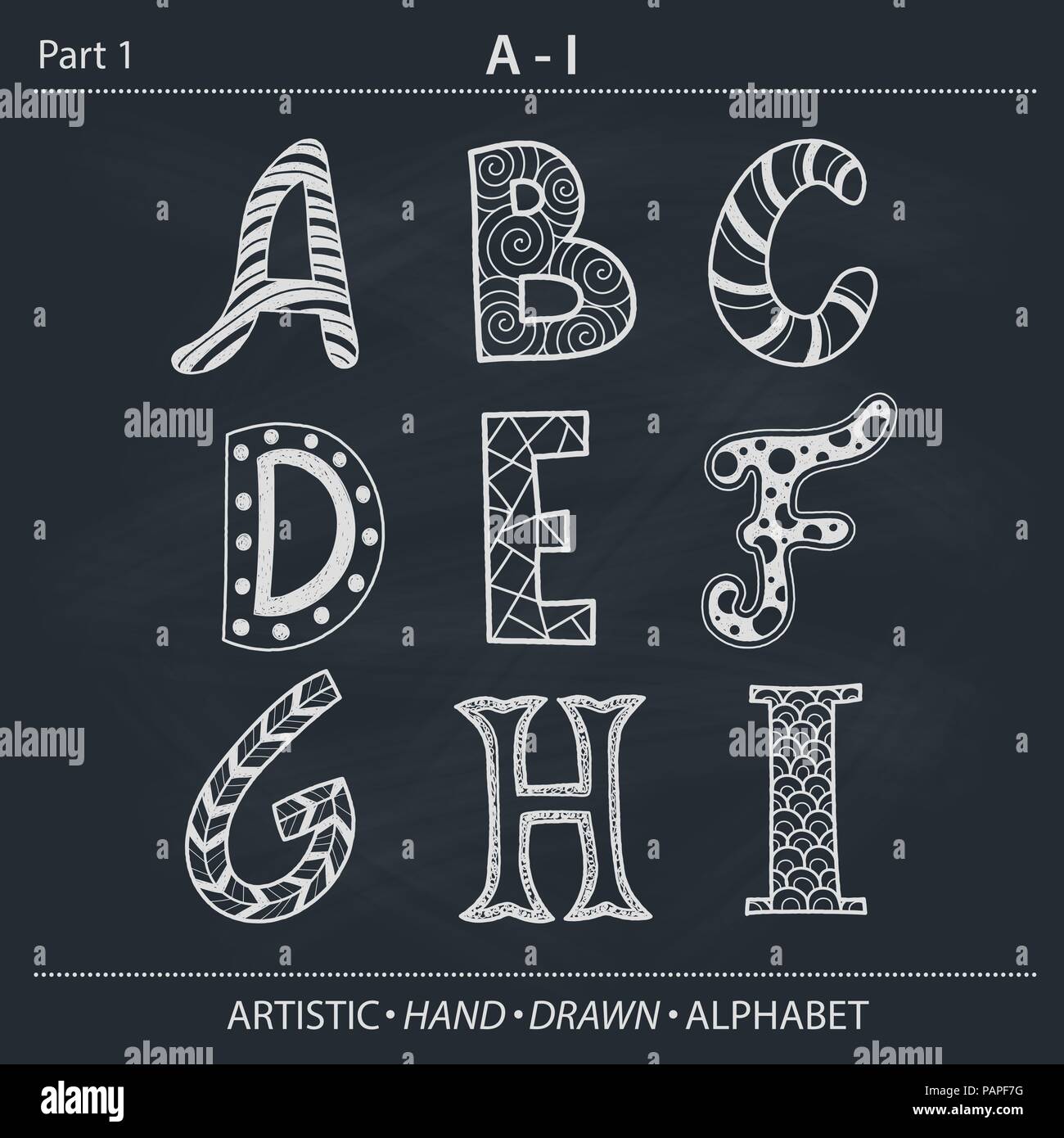 Vektor Hand gezeichnet Alphabet Stock Vektor