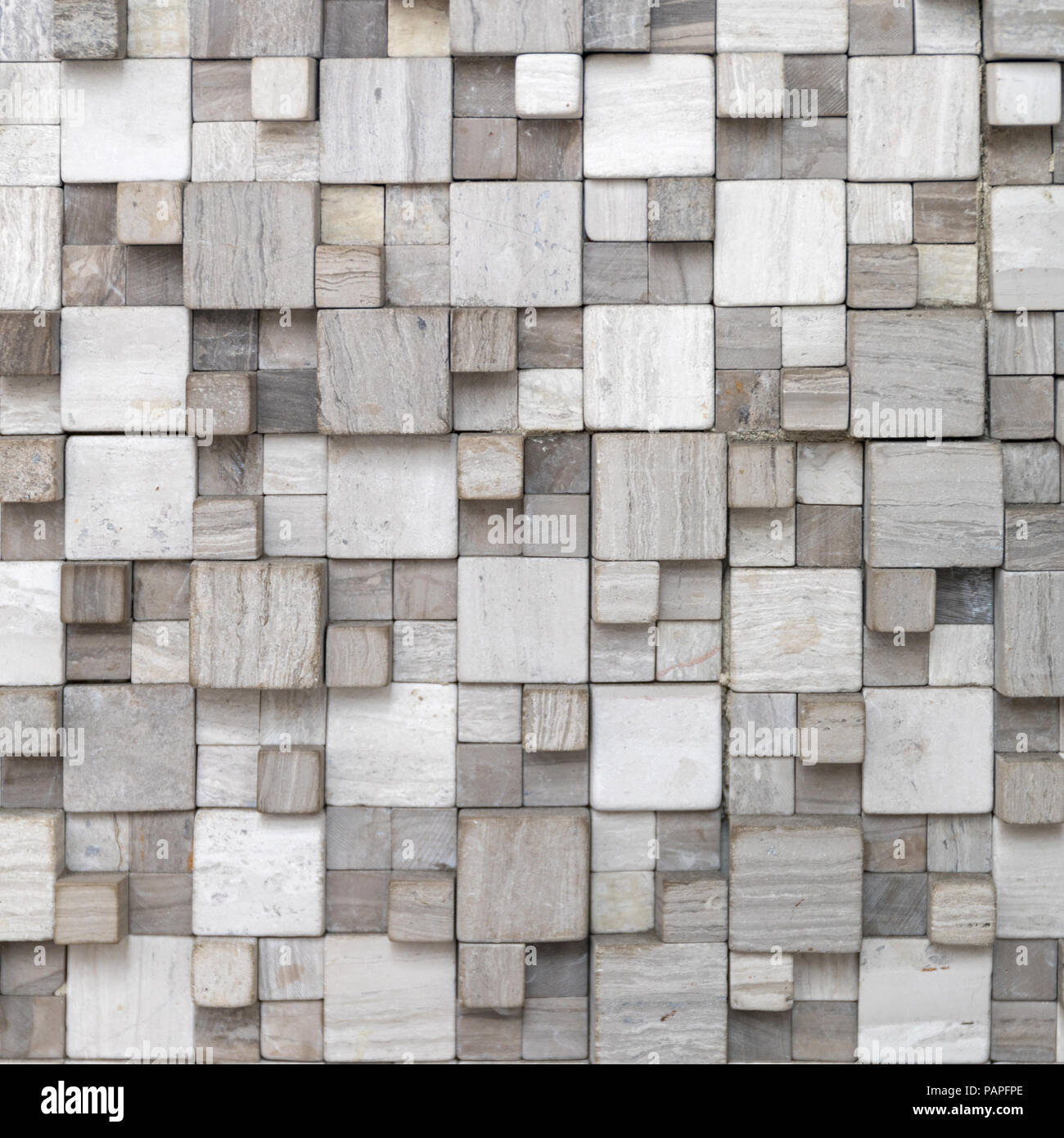 Moderne geometrische Marmor Stein Fliesen Wand Stockfoto