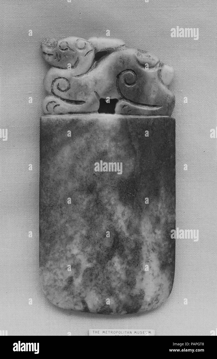 Meißel. Kultur: China. Abmessungen: H.3 1/8 in. (7,9 cm); W. 1 1/2 in. (3,8 cm); D. 3/16 in. (0,5 cm). Museum: Metropolitan Museum of Art, New York, USA. Stockfoto