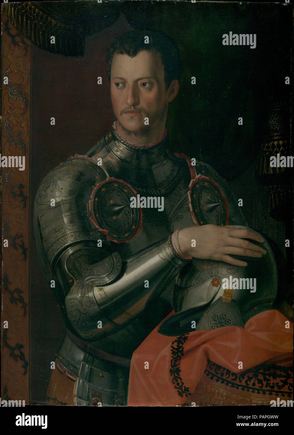 Cosimo I. de' Medici (1519-1574). Artist: Workshop von Bronzino (Italienisch, Monticelli 1503-1572 Florenz). Abmessungen: 37 3/4 x 27 3/4 in. (95,9 x 70,5 cm). Museum: Metropolitan Museum of Art, New York, USA. Stockfoto