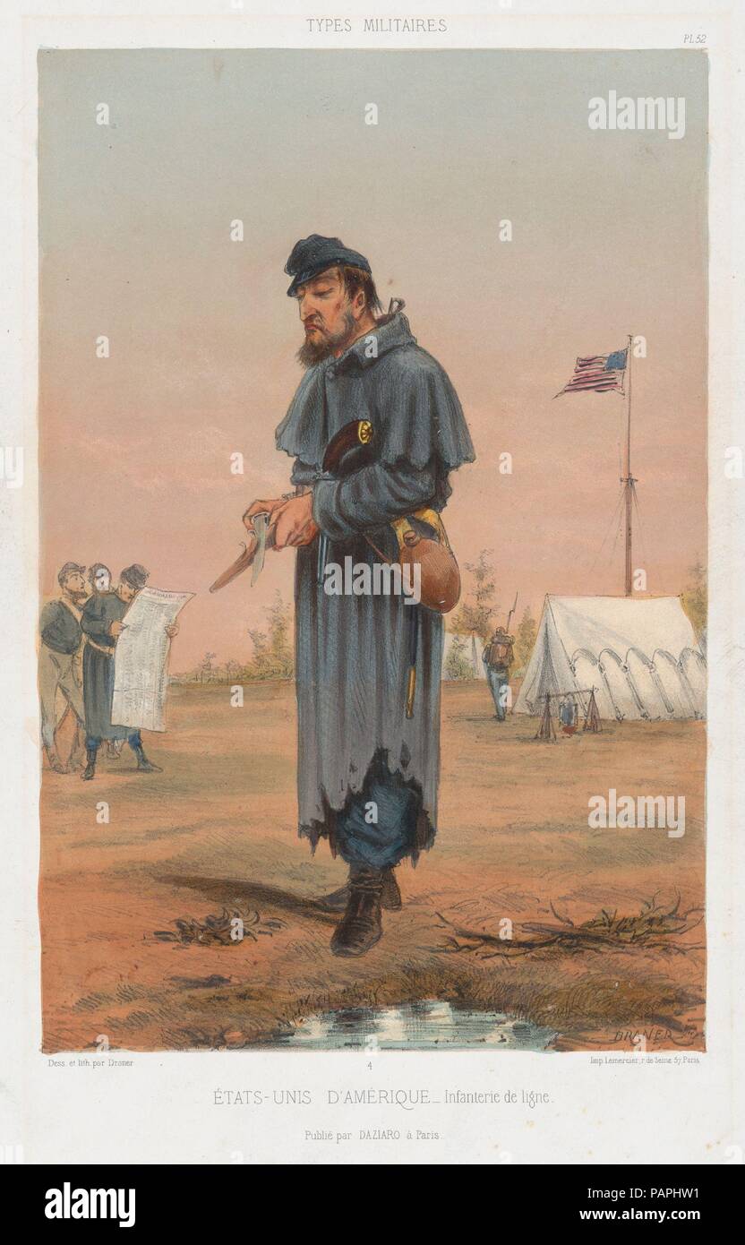 États-Unis d'Amerique - Infanterie de Ligne. Artist: Draner (Französisch, 19. Jahrhundert). Abmessungen: Bild: 11 5/8 x 7 11/16 in. (29,5 x 19,5 cm) Blatt: 17 5/8 x 12 1/2 in. (44,8 x 31,7 cm). Drucker: Lemercier (Paris). Herausgeber: Daziaro (Paris). Datum: 1865. Museum: Metropolitan Museum of Art, New York, USA. Stockfoto