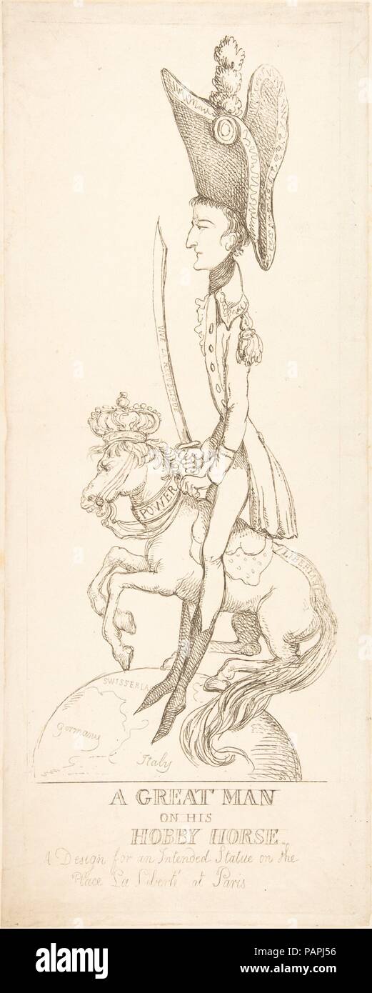 Ein großer Mann auf seinem Hobby Pferd. Artist: Thomas Rowlandson (Briten, London 1757-1827 London). Maße: Blatt: 19 x 7 1/2 in. (48,3 x 19,1 cm). Datum: 1803. Museum: Metropolitan Museum of Art, New York, USA. Stockfoto