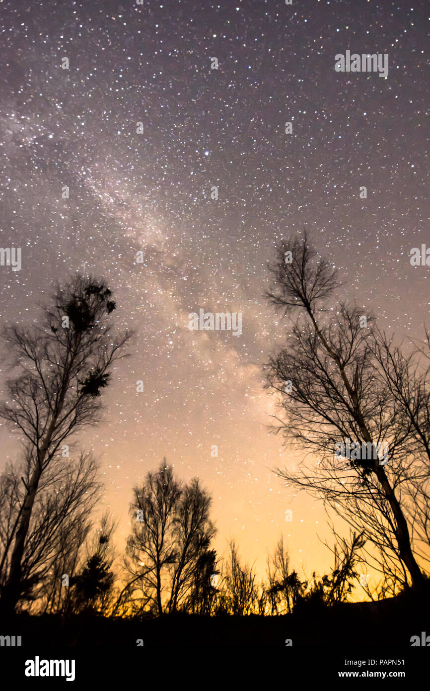 Die Milchstraße von Iping Gemeinsame gesehen, Dark Sky Discovery Site, Sussex, UK, Juli Stockfoto