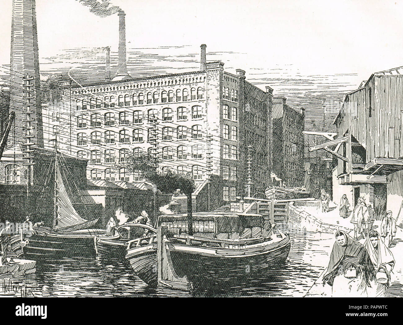 Cotton Mills an Miles Platting, Manchester, England im 19. Jahrhundert Stockfoto
