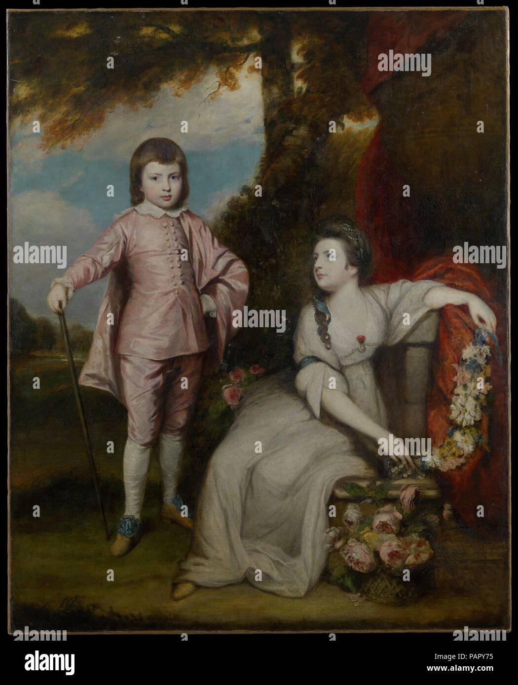 George Capel, Viscount Malden (1757-1839), und Lady Elizabeth Capel (1755-1834). Artist: Sir Joshua Reynolds (Briten, Plympton 1723-1792 London). Abmessungen: 71 1/2 x 57 1/4 in. (181.6 x 145.4 cm). Datum: 1768. Museum: Metropolitan Museum of Art, New York, USA. Stockfoto