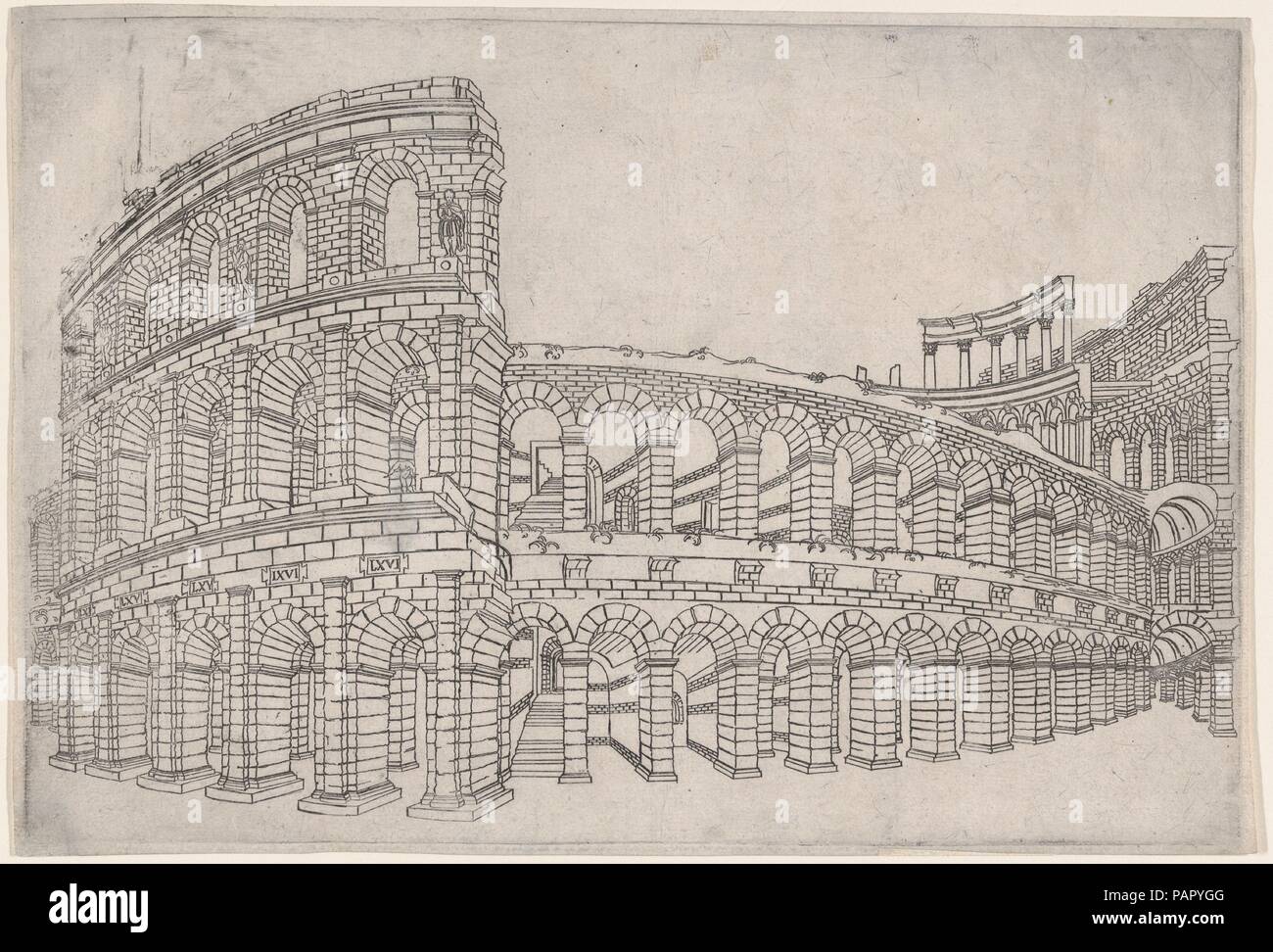 Theater von Veronne. Artist: Jacques Androuet Du Cerceau (Französisch, Paris 1510/12-1585 Annecy). Serie/Portfolio: Bögen et Denkmäler Antiquitäten, zweite Ausgabe. Datum: 1560. Museum: Metropolitan Museum of Art, New York, USA. Stockfoto