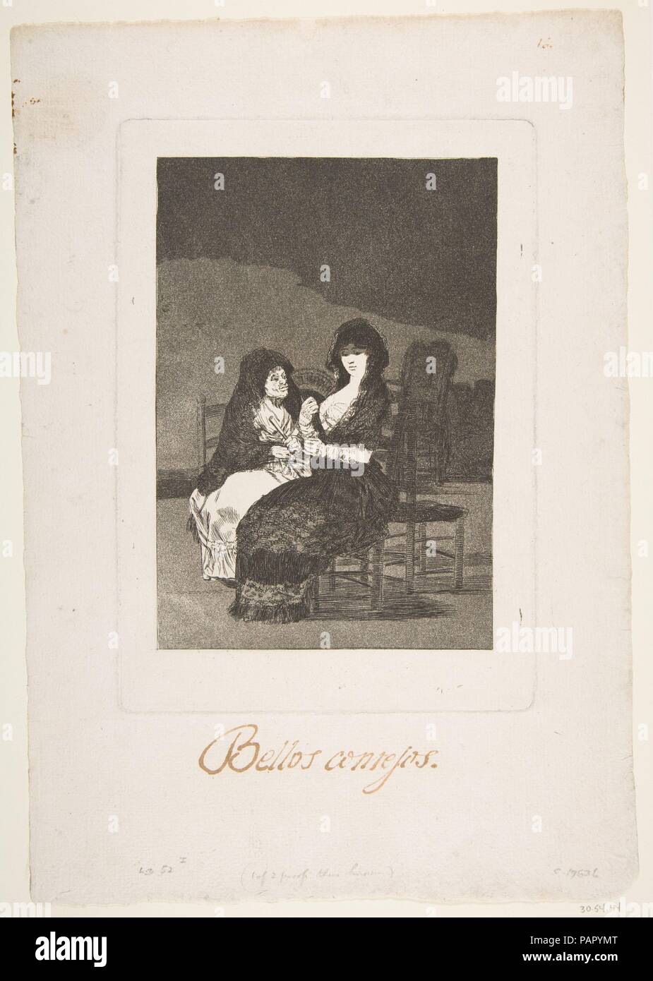 Platte 15 von 'Los Caprichos': Recht Beratung (Bellos consejos). Artist: Goya (Francisco de Goya y Lucientes) (Spanisch, Fuendetodos 1746-1828 Bordeaux). Abmessungen: Platte: 8 9/16-in. X 6 in. (21,8 × 15,3 cm) Blatt: 12 3/4 x 8 3/4 in. (32,4 × 22,2 cm). Serie/Portfolio: Los Caprichos. Datum: 1799. Museum: Metropolitan Museum of Art, New York, USA. Stockfoto