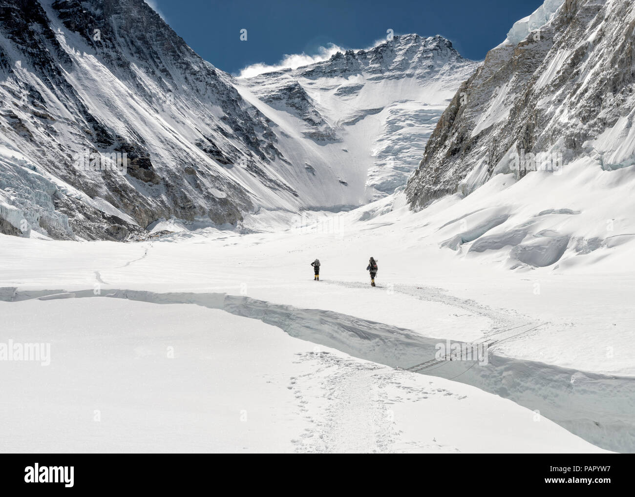 Nepal, Solo Khumbu, Everest, Sagamartha National Park, Bergsteiger an der Western Cwm Stockfoto