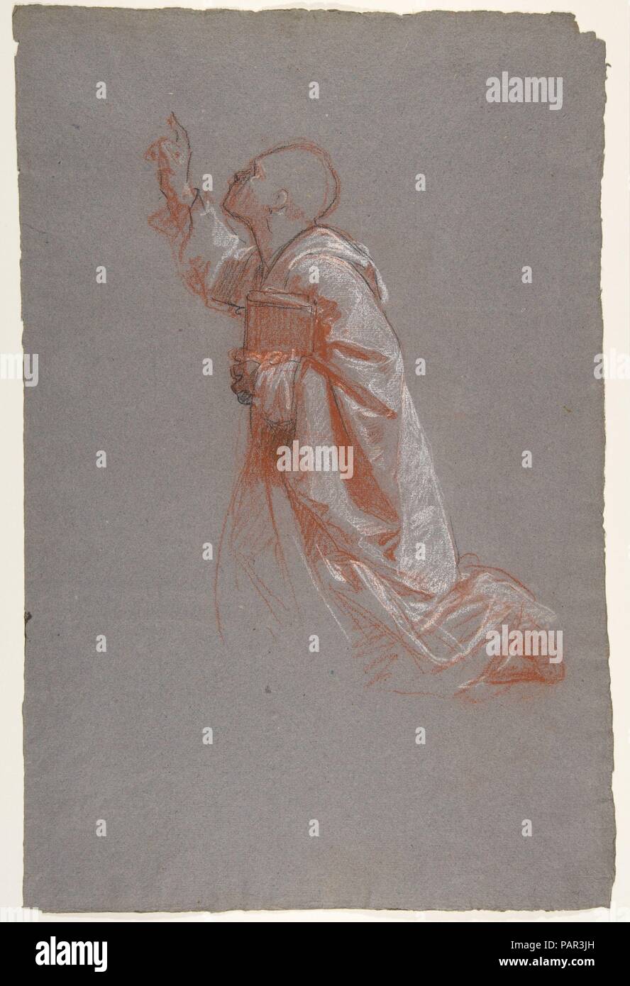 Kleriker (untere Register; Studie für die Wandmalereien in der Kapelle Saint Remi, Sainte-Clotilde, Paris, 1858). Artist: Isidore Pils (Französisch, Paris 1813/15-1875 Douarnenez). Abmessungen: 18 7/8 x 12 1/4 in. (48,0 x 31,1 cm). Datum: 19. Museum: Metropolitan Museum of Art, New York, USA. Stockfoto