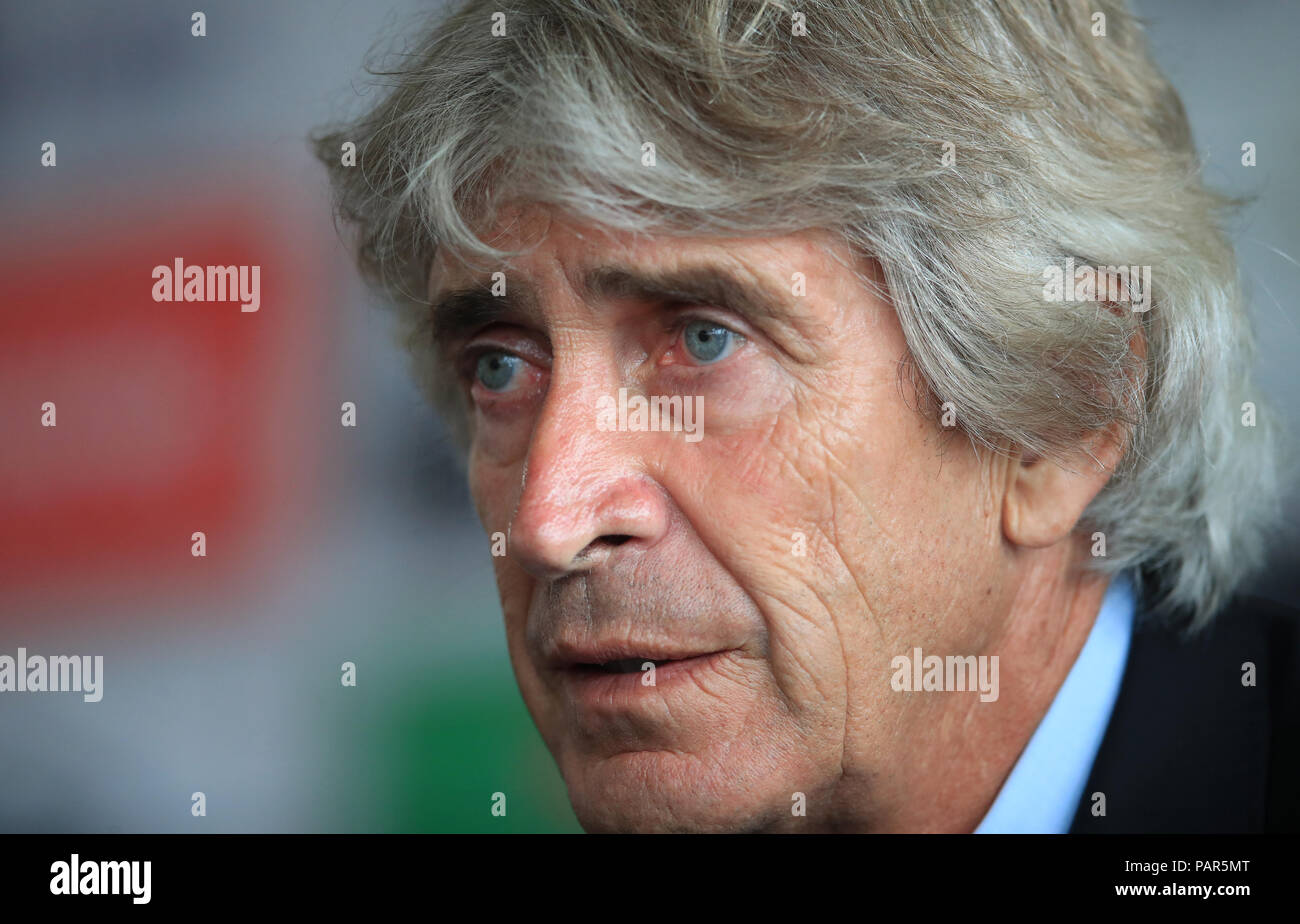 West Ham United manager Manuel Pellegrini während einer Pressekonferenz in der Londoner Stadion, London. Stockfoto