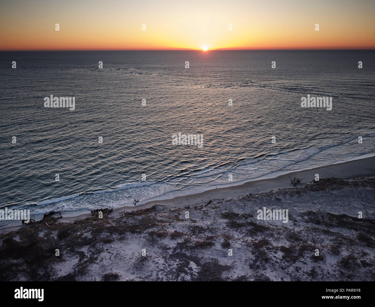 USA, Virginia, Luftaufnahme von Virginia Küste finden, Atlantik, Strand bei Sonnenuntergang Stockfoto