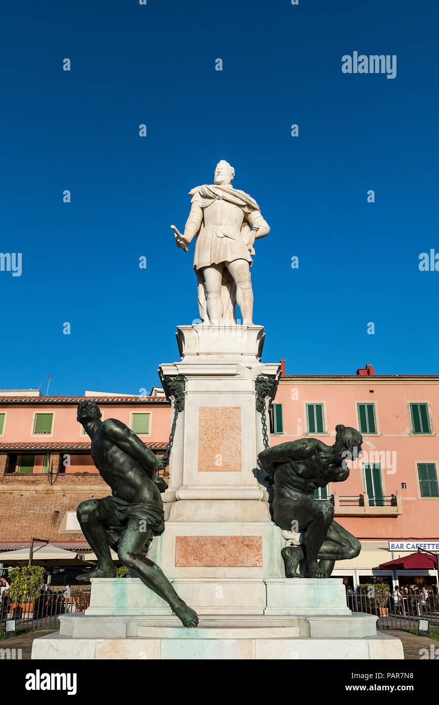 Der Quattro Mori, Ferdinando I de' Medici, Livorno, Toskana, Italien. Stockfoto