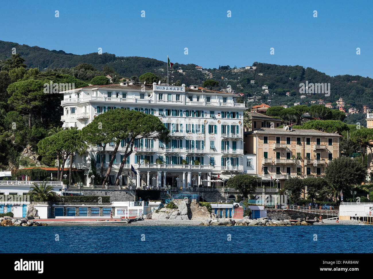 Grand Hotel Miramare, Santa Margherita Ligure, Ligurien, Italien. Stockfoto