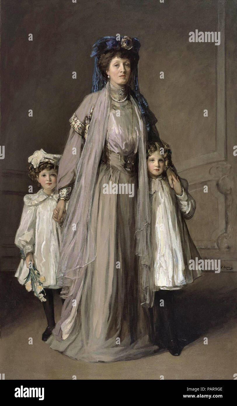 Lavery Sir John - Porträt von Frau Mcewan von Marchmont und Bardrochat mit ihren Töchtern Katherine & Elizabeth Stockfoto