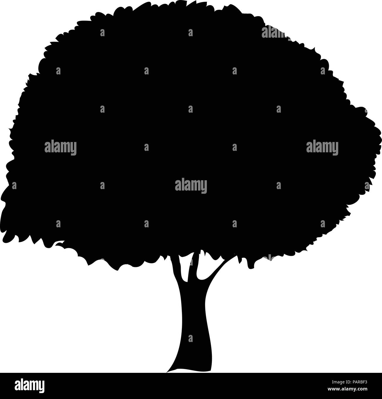 Schwarze Silhouette der Blattoberfläche Baum Symbol auf weißem Hintergrund. Vector Illustration, Zeichen, Symbol, Clip Art, Piktogramm für Design. Stock Vektor