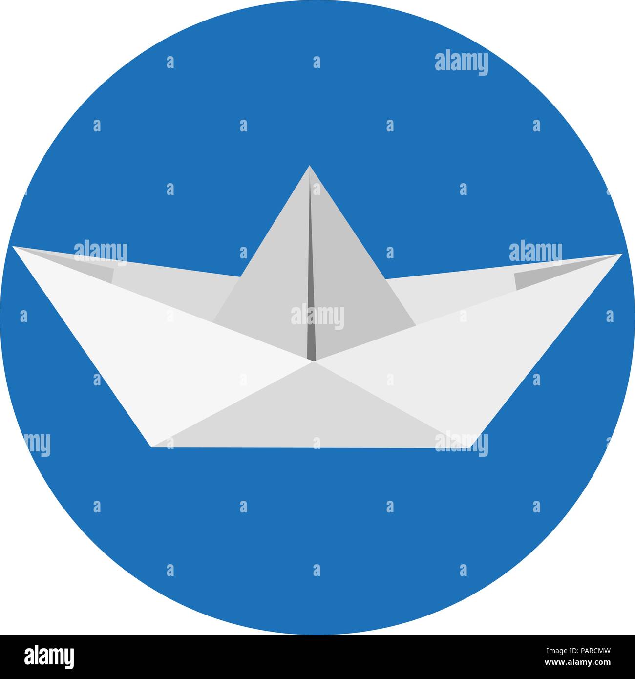 Papierschiff auf blauem Hintergrund Stock Vektor