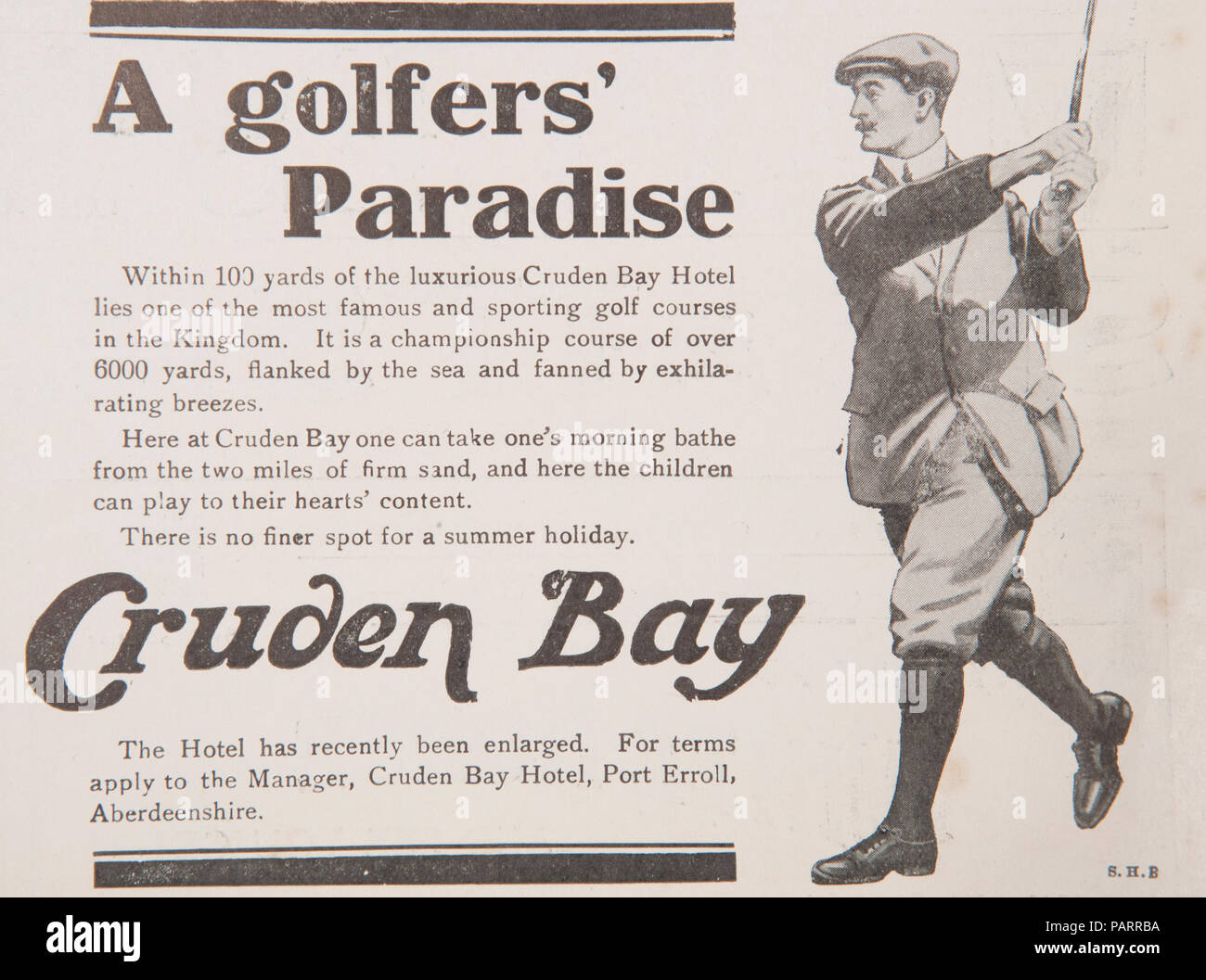 Golf Anzeige. Aus einer alten Zeitschrift während des Zeitraums 1914-1918. UK GB Stockfoto