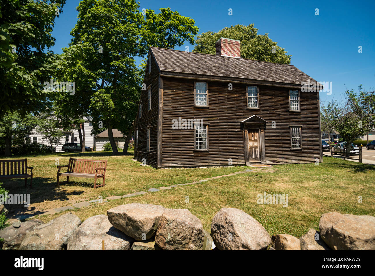 Geburtsort von John Adams, der zweite Präsident und revolutionären Krieg Held, Adams National Historical Park in Braintree, Quincy, MA. Stockfoto