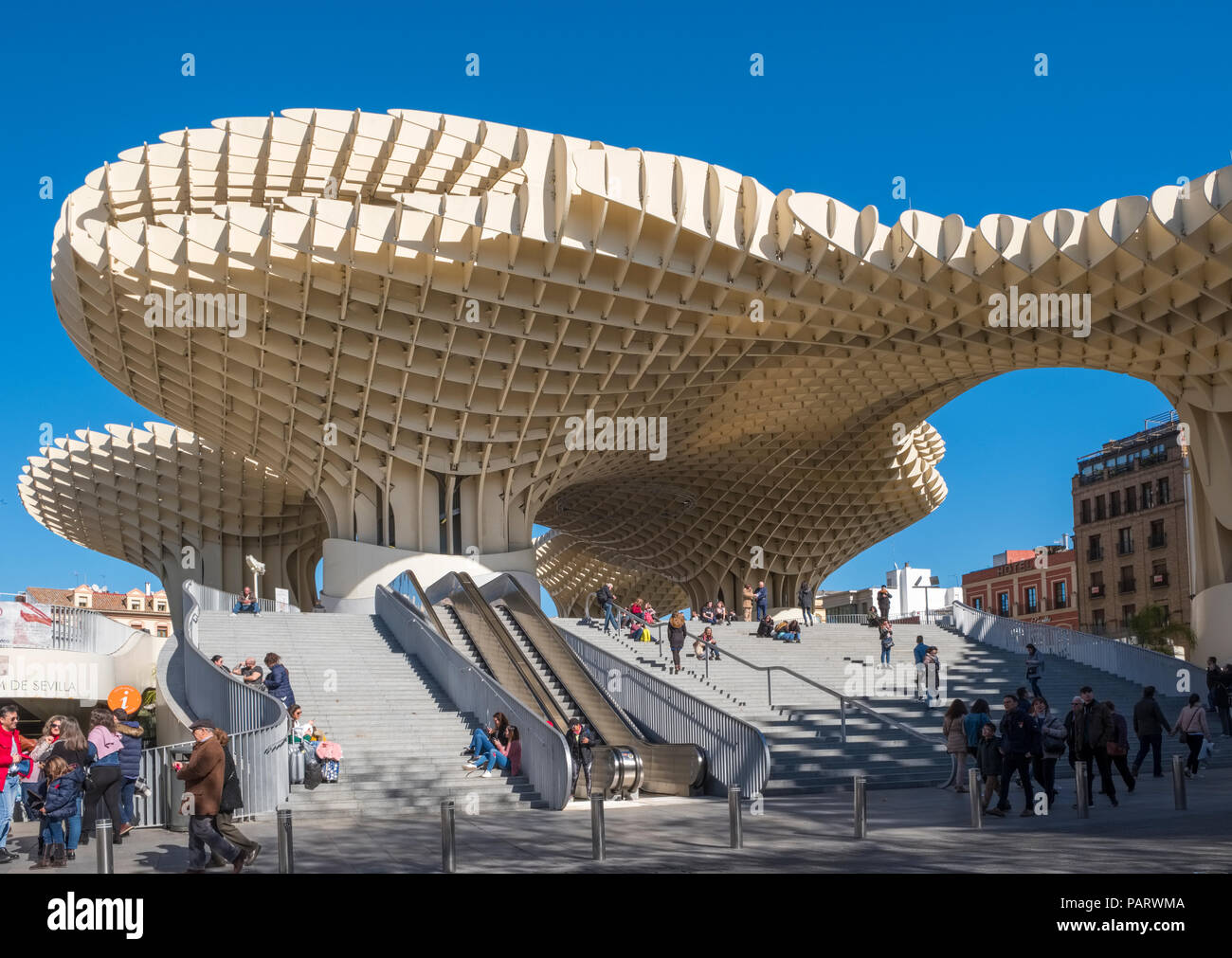 Metropol Parasol, Sevilla, Espacio Metropol Parasol, Incarnation Square, Plaza de la Encarnation, Spanien, Europa - Moderne Architektur Stockfoto